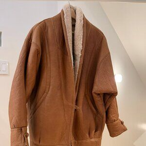 Vintage Argentinian Buttery Leather Oversized Shearling Jacket